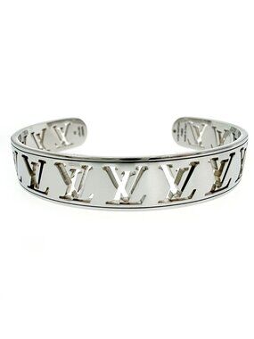Louis Vuitton Metal Jonck Multi LV Open Bangle Silver Bracelet